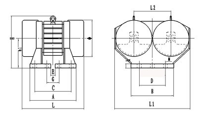 雙連體式振動(dòng)電機(jī)尺寸圖